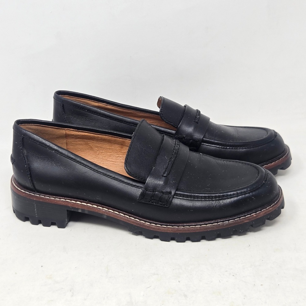 Madewell The Corinne Lugsole Loafer True Black Leather Penny Shoes 6.5